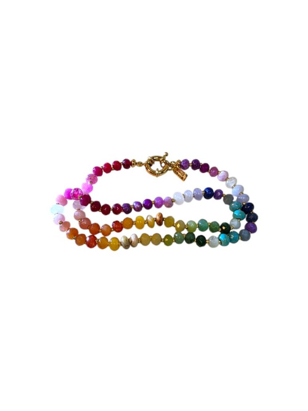 Colorful 5mm Rainbow Beads with Gold Sailor Clasp by Fucci Minnulli NWT - Picture 4 of 5